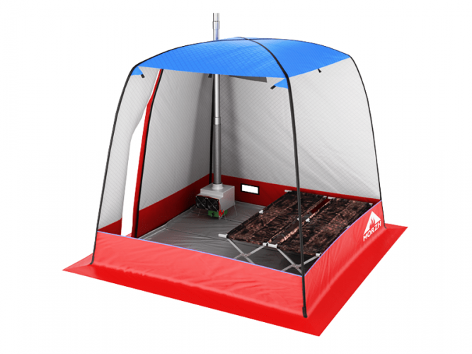 Мобильная баня-палатка МОРЖ c 2-мя окнами сине-красный в Нижнем Тагиле