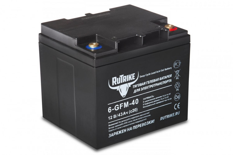 Тяговый гелевый аккумулятор RuTrike 6-GFM-40A (12V43A/H C20) в Нижнем Тагиле
