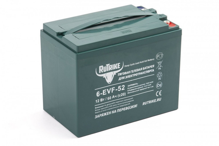 Тяговый гелевый аккумулятор RuTrike 6-EVF-52A (12V52A/H C3) в Нижнем Тагиле