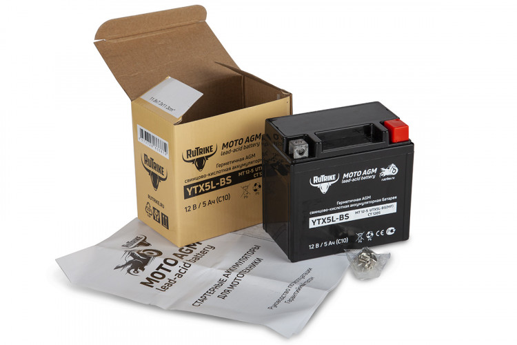 Аккумулятор стартерный для мототехники Rutrike YTX5L-BS (12V/5Ah) в Нижнем Тагиле