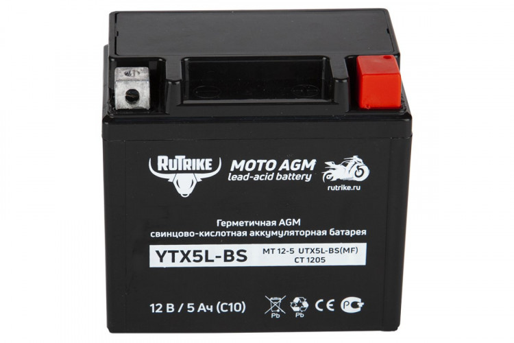 Аккумулятор стартерный для мототехники Rutrike YTX5L-BS (12V/5Ah) в Нижнем Тагиле
