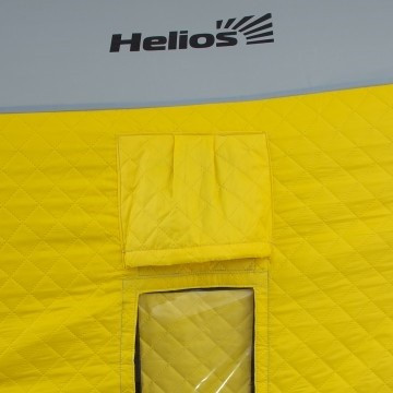Палатка для рыбалки Helios утепл. Куб 1,8х1,8 желтый/серый в Нижнем Тагиле