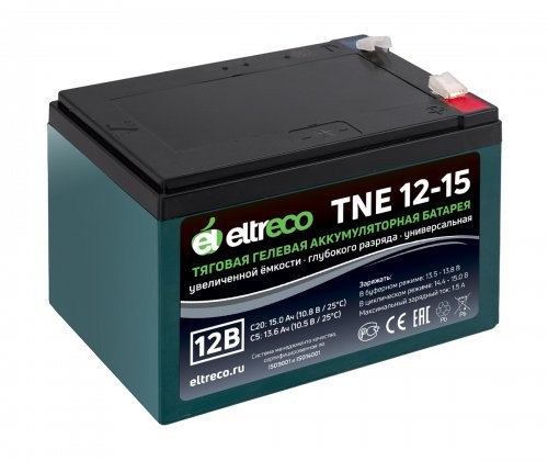 Тяговый аккумулятор Eltreco TNE12-15 (12V12A/H C3) нож в Нижнем Тагиле