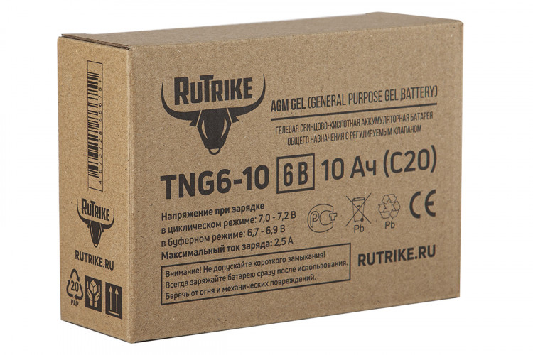 Тяговый гелевый аккумулятор RuTrike TNG 6-10 (6V10A/H C20) в Нижнем Тагиле