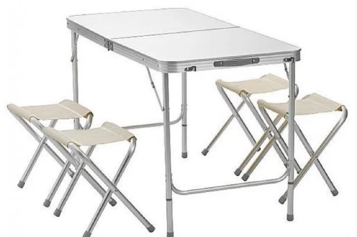 Набор стол раскладной водостойкий 120х60 и 4 табурета в Нижнем Тагиле